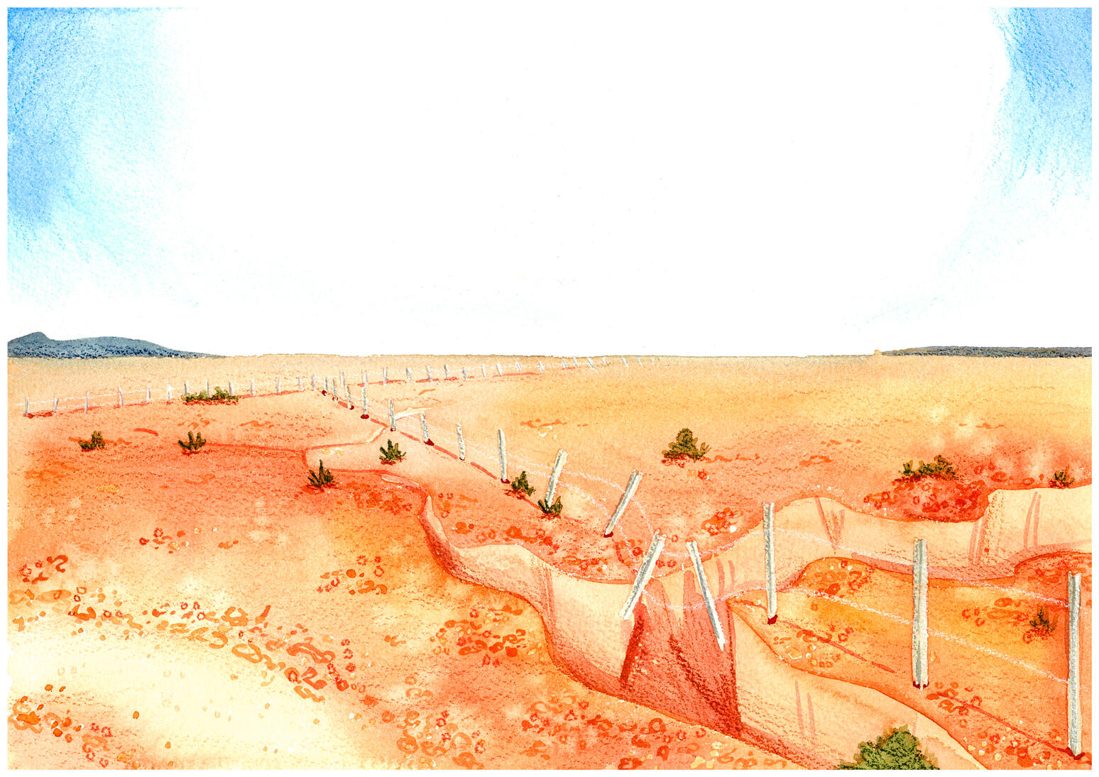 The Outback - background concept for Anne of the Outback (watercolour and pencil)