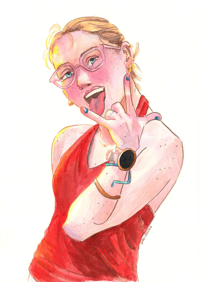 Rock on! - Watercolour and Pencil Portrait