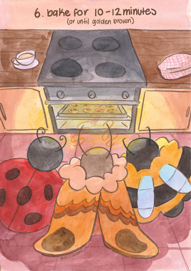 Lets Bake Cookies Page 6 - Watercolour and Coloured Pencil Illustration
